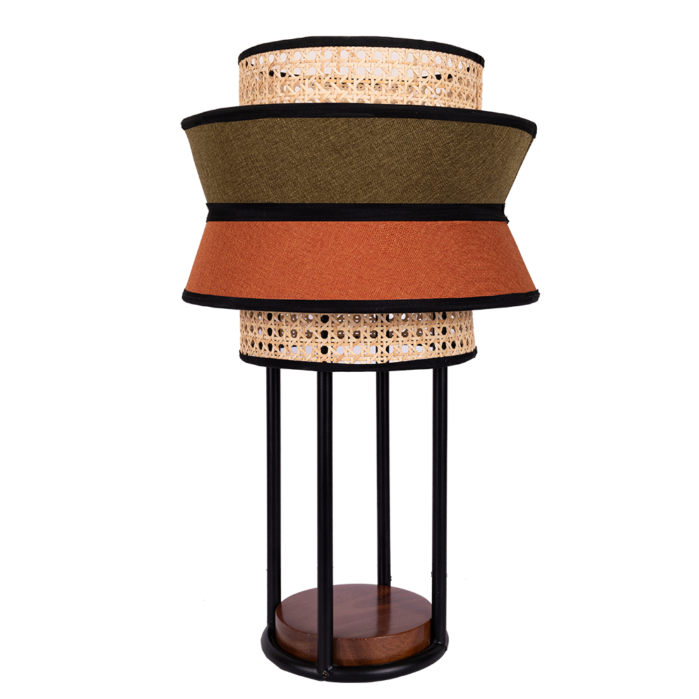 KABIL - LÁMPARA DE MESA DE BEJUCO & TEXTIL