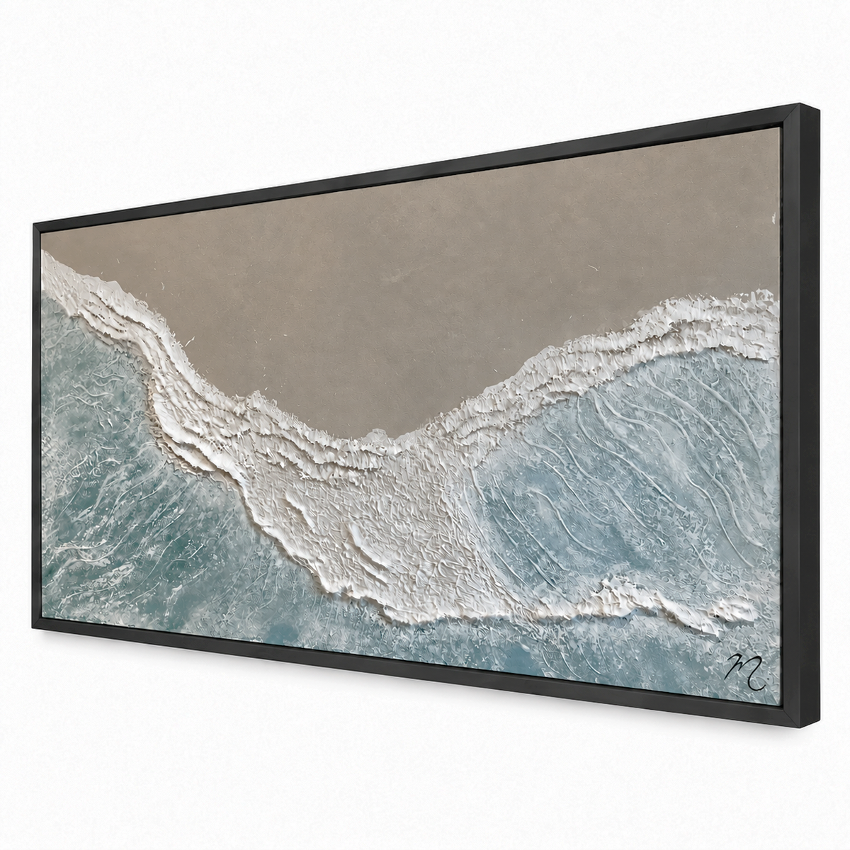 Mar Alto - cuadro decorativo, marco negro mate (vista lateral)