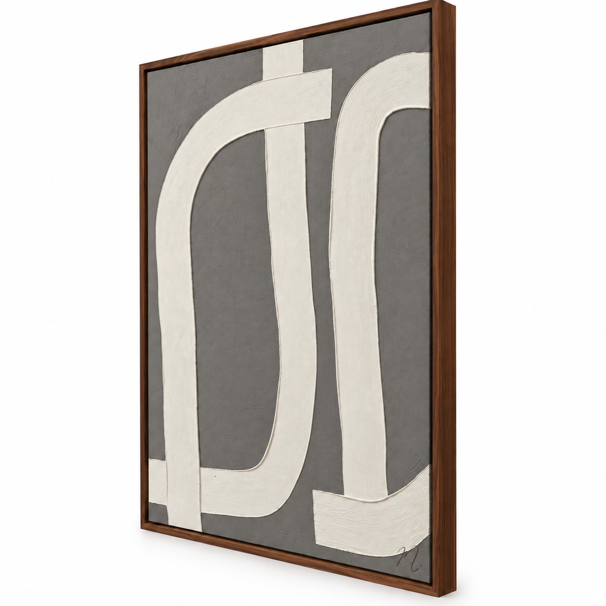 Camino Cruzado - cuadro decorativo, marco nogal (vista lateral)