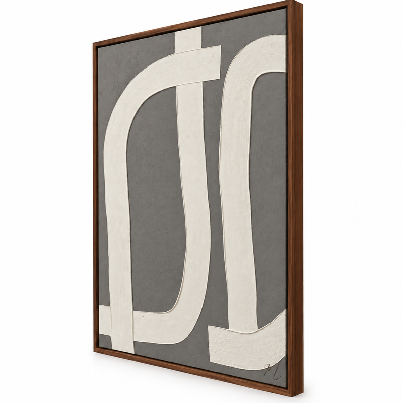 Camino Cruzado - cuadro decorativo, marco nogal (vista lateral)