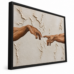 La Creación - cuadro decorativo, marco negro mate (vista lateral)