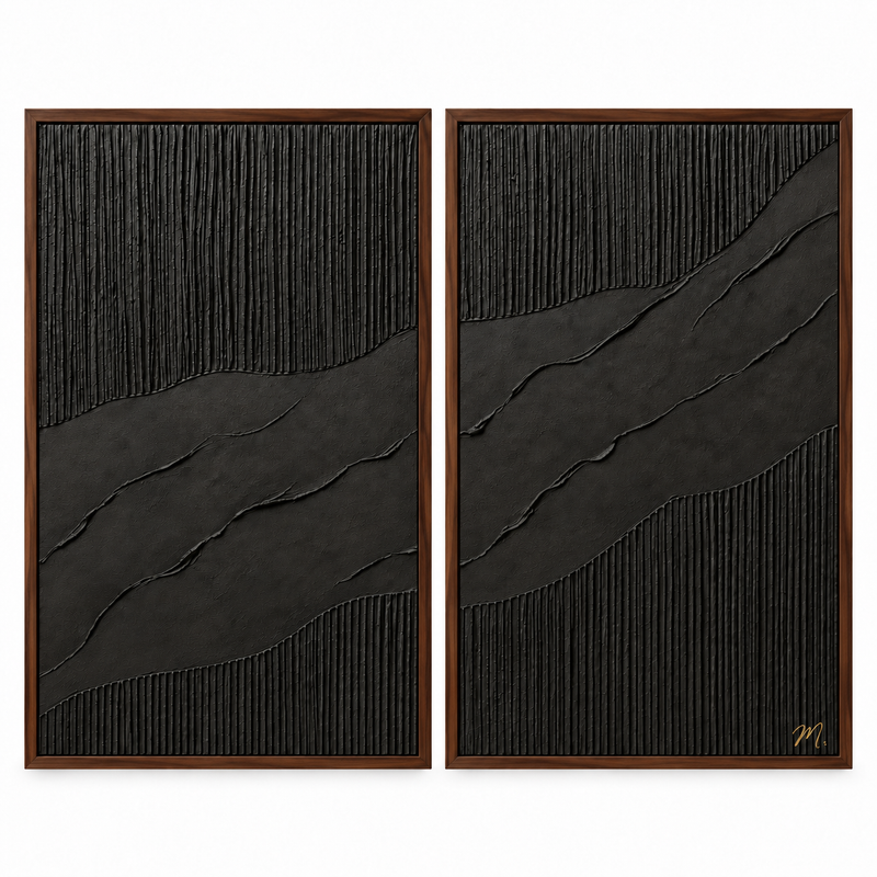 Darkness - cuadro decorativo, marco nogal