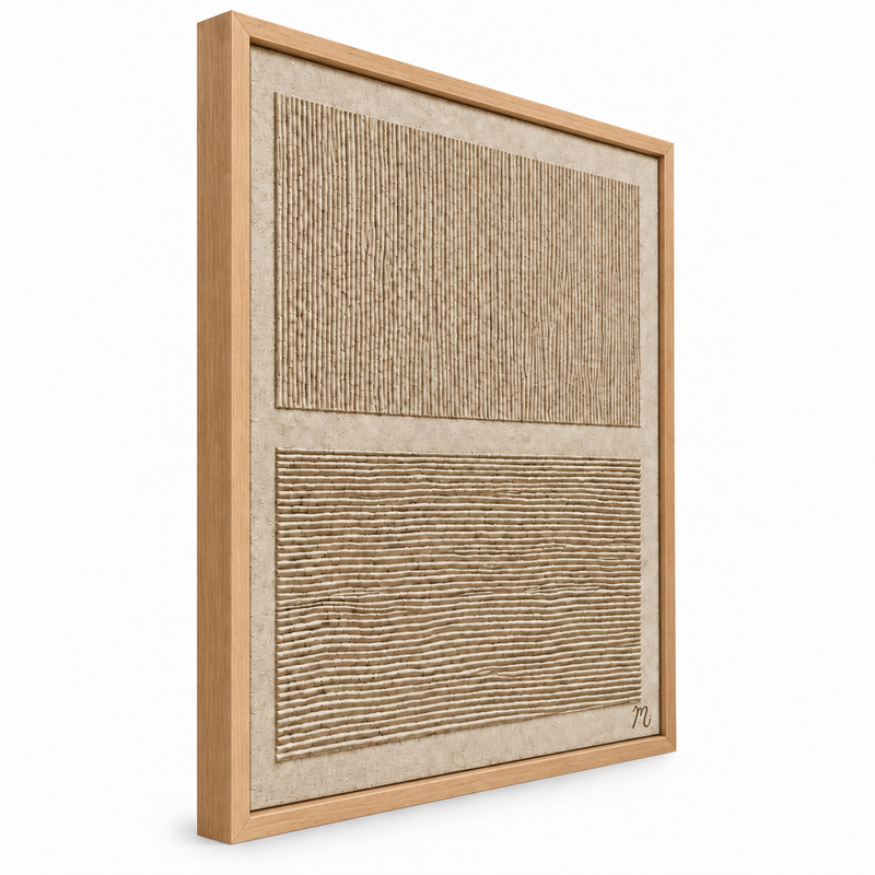 Dualidad - cuadro decorativo, marco natural (vista lateral)