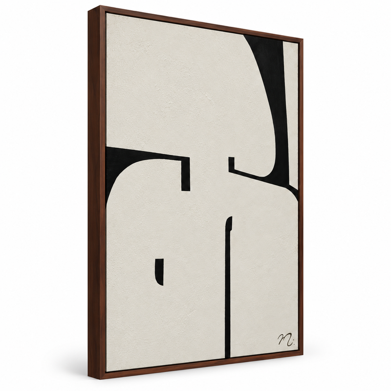 Enigma - cuadro decorativo, marco nogal (vista lateral)