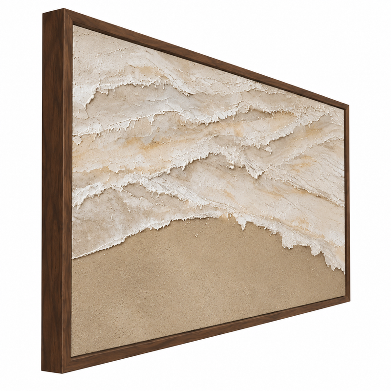 Mar De Fuego - cuadro decorativo, marco nogal (vista lateral)