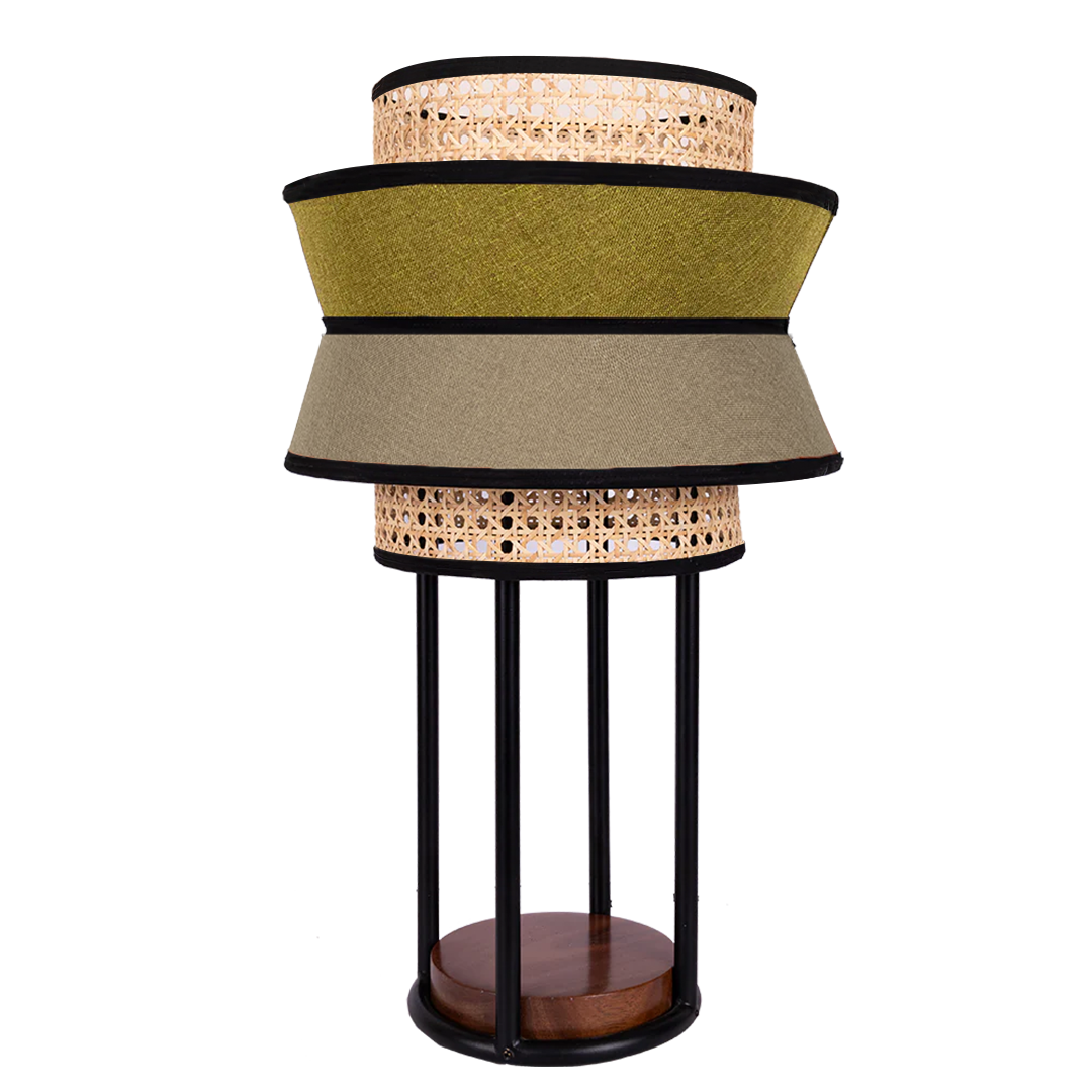 KABIL - LÁMPARA DE MESA DE BEJUCO & TEXTIL