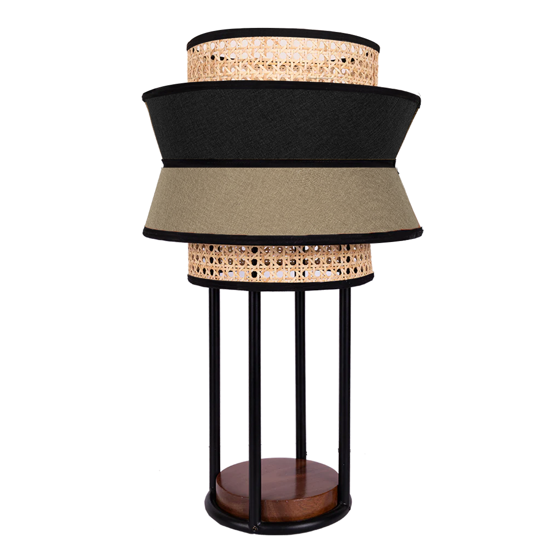 KABIL - LÁMPARA DE MESA DE BEJUCO & TEXTIL