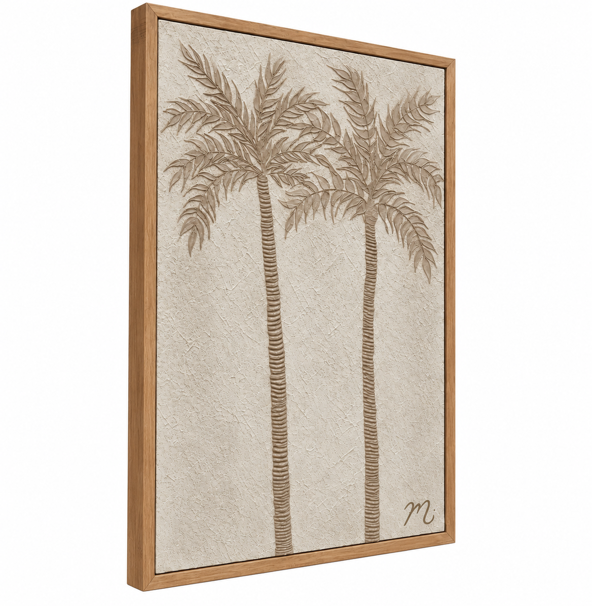 Palmar - cuadro decorativo, marco natural (vista lateral)