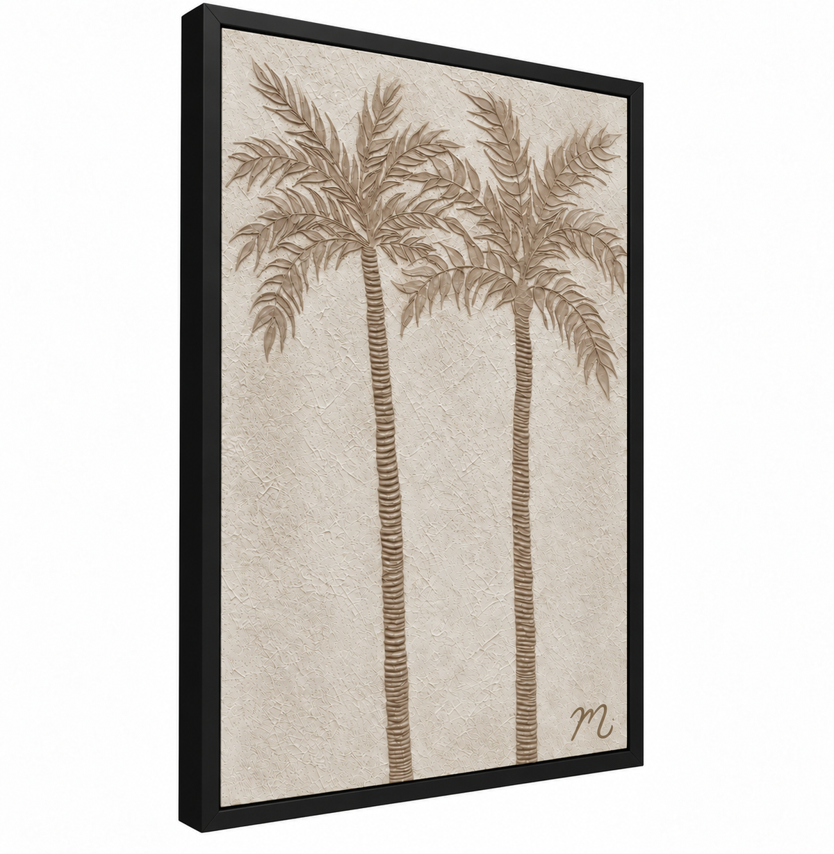 Palmar - cuadro decorativo, marco negro mate (vista lateral)