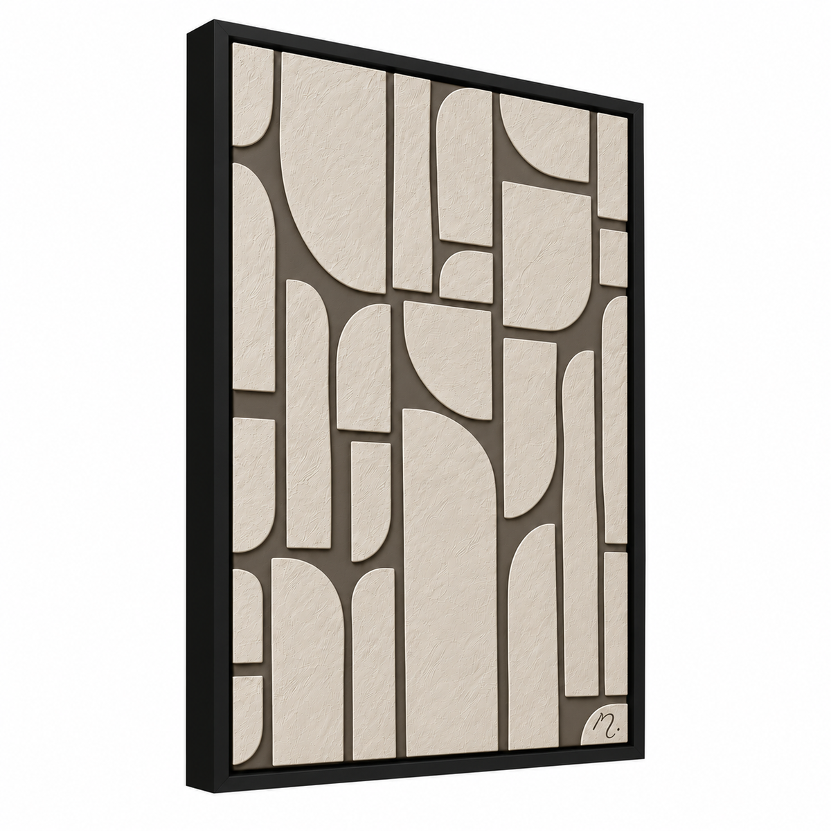 Piezas - cuadro decorativo, marco negro mate (vista lateral)