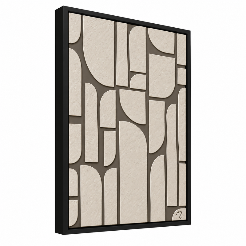 Piezas - cuadro decorativo, marco negro mate (vista lateral)