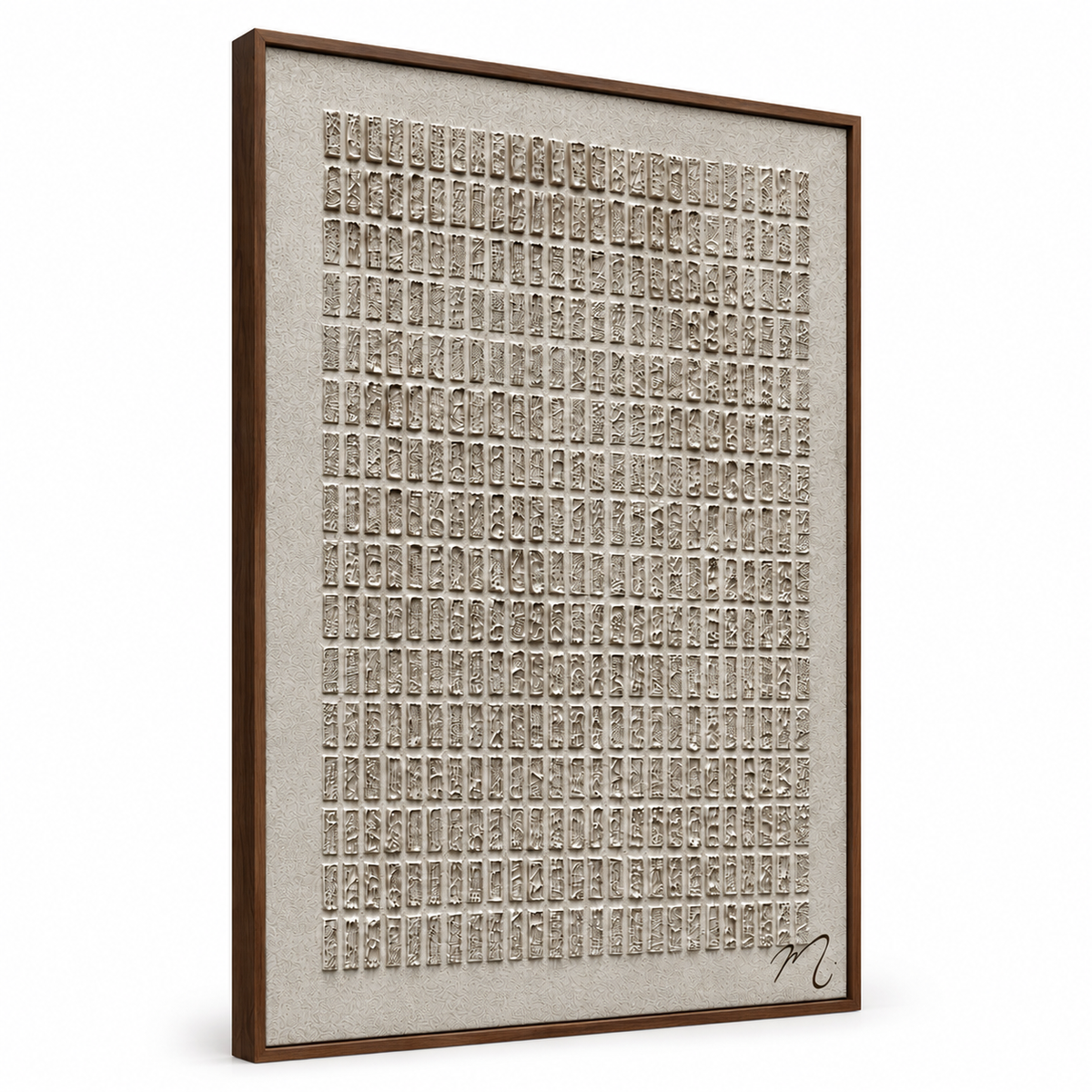 Relieve - cuadro decorativo, marco nogal (vista lateral)