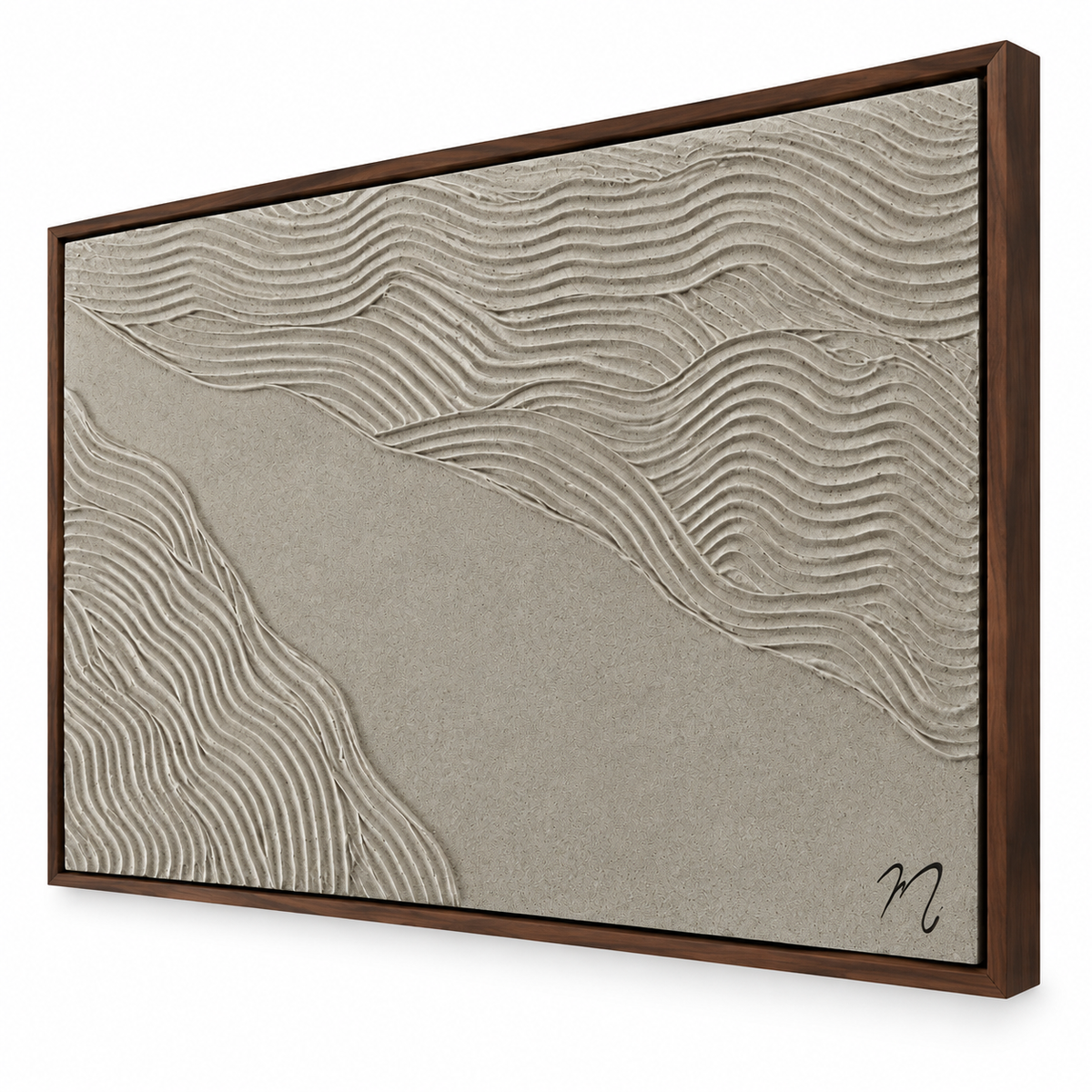 Sendero - cuadro decorativo, marco nogal (vista lateral)